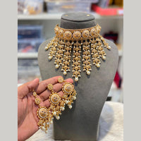 Hira Collections Beautiful Crystal Stone And Pearl Choker Necklace Set