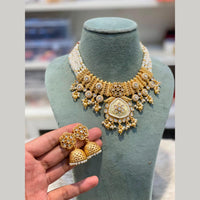 Hira Collections Beautiful Kundan Stone And Pearl Meenakari Necklace Set