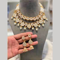 Hira Collections Beautiful Kundan Stone And Pearl Meenakari Necklace Set