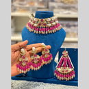 Hira Collections Gorgeous Floral Austrian Stone And Beads Choker Necklace Set