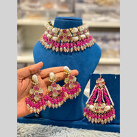 Hira Collections Gorgeous Floral Austrian Stone And Beads Choker Necklace Set