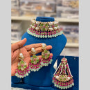 Hira Collections Gorgeous Floral Austrian Stone And Beads Choker Necklace Set