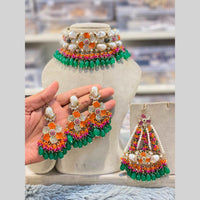 Hira Collections Gorgeous Floral Austrian Stone And Beads Choker Necklace Set