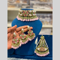 Hira Collections Gorgeous Floral Austrian Stone And Beads Choker Necklace Set