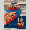 Hira Collections Gorgeous Floral Austrian Stone And Beads Choker Necklace Set