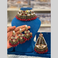Hira Collections Gorgeous Floral Austrian Stone And Beads Choker Necklace Set
