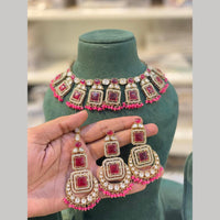 Hira Collections Designer Polki Kundan Stone And Pearl Choker Necklace Set