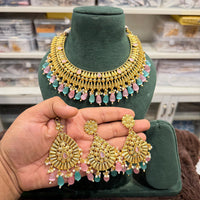 Hira Collections Royal Pota Stone And Pearl Stylish Choker Neckalce Set