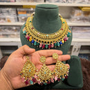Hira Collections Royal Pota Stone And Pearl Stylish Choker Neckalce Set