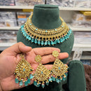 Hira Collections Royal Pota Stone And Pearl Stylish Choker Neckalce Set