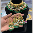 Hira Collections Royal Pota Stone And Pearl Stylish Choker Neckalce Set