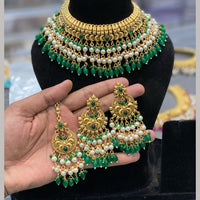 Hira Collections Royal Pota Stone And Pearl Stylish Choker Neckalce Set