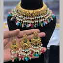Hira Collections Royal Pota Stone And Pearl Stylish Choker Neckalce Set