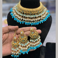 Hira Collections Royal Pota Stone And Pearl Stylish Choker Neckalce Set