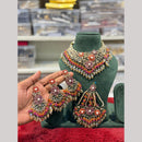 Hira Collections Austrian Stones And Beads Turkish Choker Necklace Set With Passa