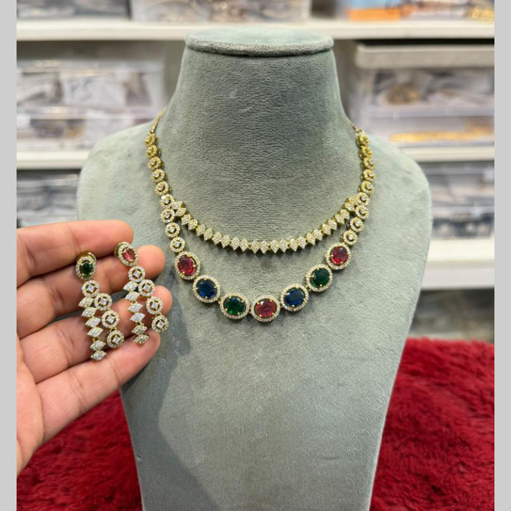 Hira Collections Designer American Daimond Necklace Set