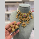 Hira Collections Traditional Indian Pota Stone And Pearl Choker Necklace Set