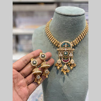 Hira Collections Traditional Indian Pota Stone And Pearl Choker Necklace Set