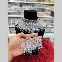 Hira Collections Exquisite American Diamond Heavy Bridal Choker Necklace With Dangler Earrings