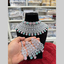 Hira Collections Exquisite American Diamond Heavy Bridal Choker Necklace With Dangler Earrings