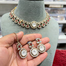 Hira Collections Decent Pota Stone Choker Necklace Set