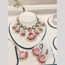 Hira Collections Luxury Crystal Stone And Pearl Choker Necklace Set