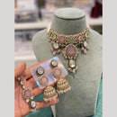 Hira Collections Luxury Crystal Stone And Pearl Choker Necklace Set