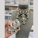 Hira Collections Luxury Crystal Stone And Pearl Choker Necklace Set