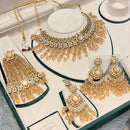 Hira Collections Glamorous Crystal Stone And Pearl Necklace Set With Passa 