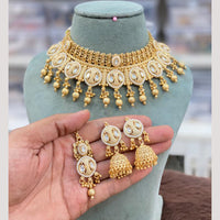 Hira Collections Decent Pota Stone And Pearl Choker Necklace Set