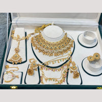 Hira Collections Decent Pota Stone And Pearl Semi Bridal Necklace Set
