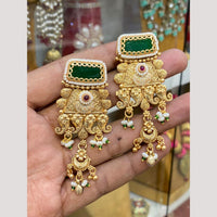 Hira Collections Glamorous Pota Stone And Pearl Dangler Earrings