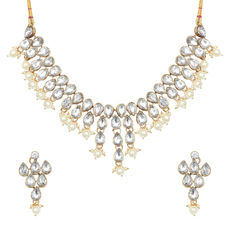 Darshana Jewels Gold Plated Crystal Stone Necklace Set