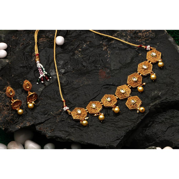 Darshana Jewels Gold Plated Pota Stone Choker Necklace Set