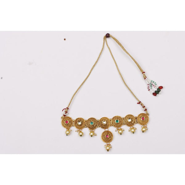 Darshana Jewels Gold Plated Pota Stone Choker Necklace Set