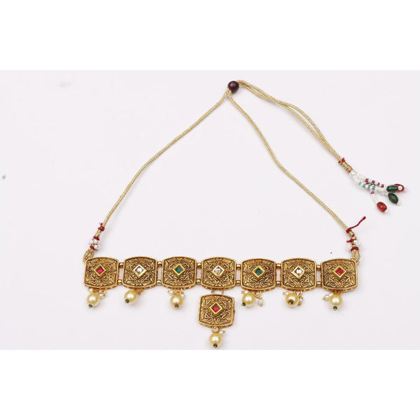 Darshana Jewels Gold Plated Pota Stone Choker Necklace Set