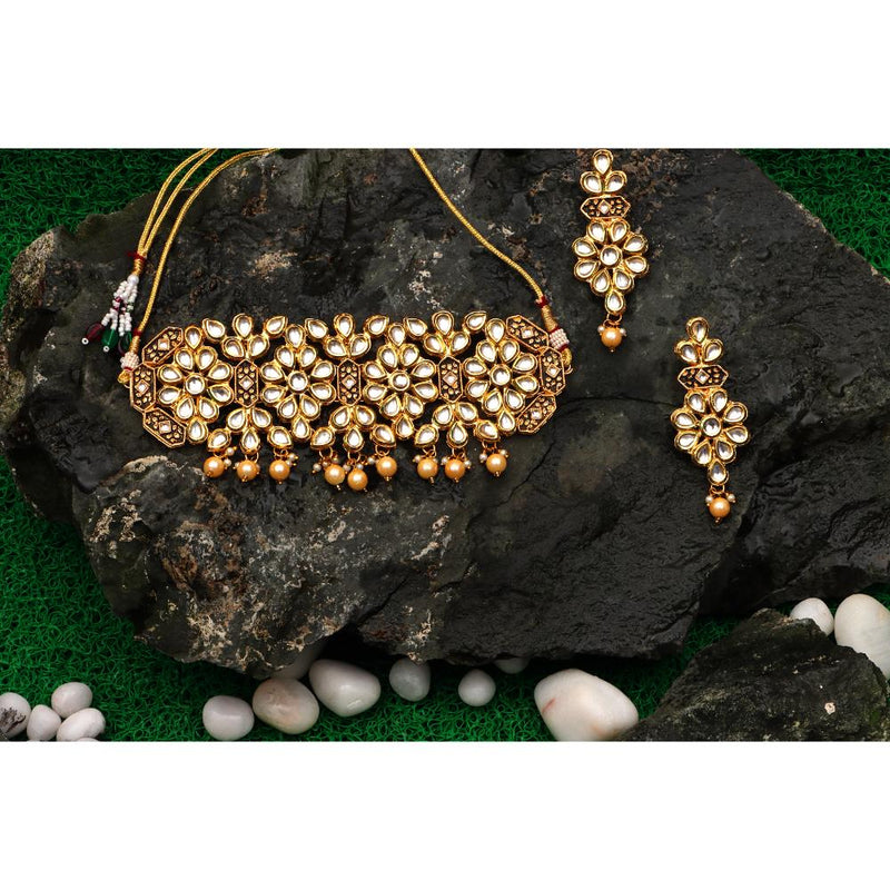 Darshana Jewels Gold Plated Kundan Stone Choker Necklace Set