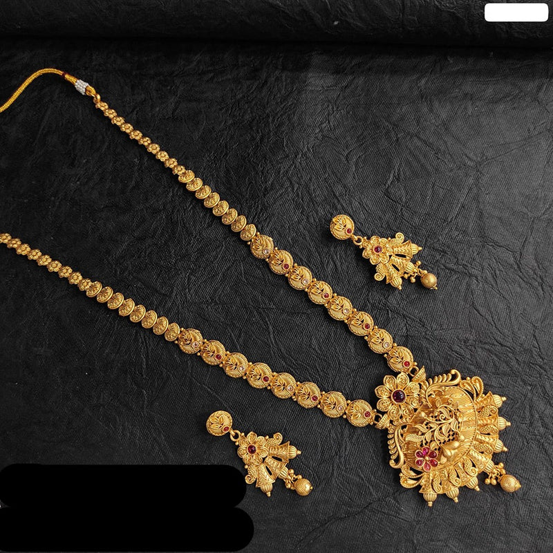 Heera Jewellers Gold Plated Pota Stone Long Necklace Set