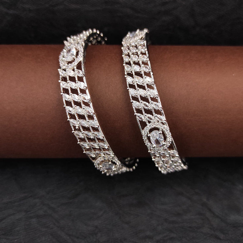 Heera Jewellers Silver Plated AD Bangles Set