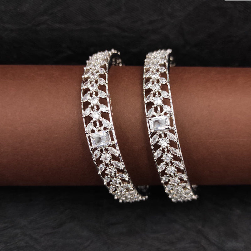 Heera Jewellers Silver Plated AD Bangles Set