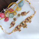 Heera Jewellers Gold Plated Pota Stone And Pearls Choker Necklace Set