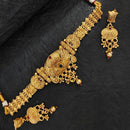 Heera Jewellers Gold Plated Pota Stone And Pearls Choker Necklace Set