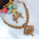 Heera Jewellers Gold Plated Pota Stone And Pearls Necklace Set