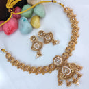 Heera Jewellers Gold Plated Pota Stone And Pearls Necklace Set