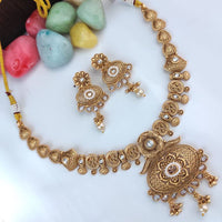 Heera Jewellers Gold Plated Pota Stone And Pearls Necklace Set