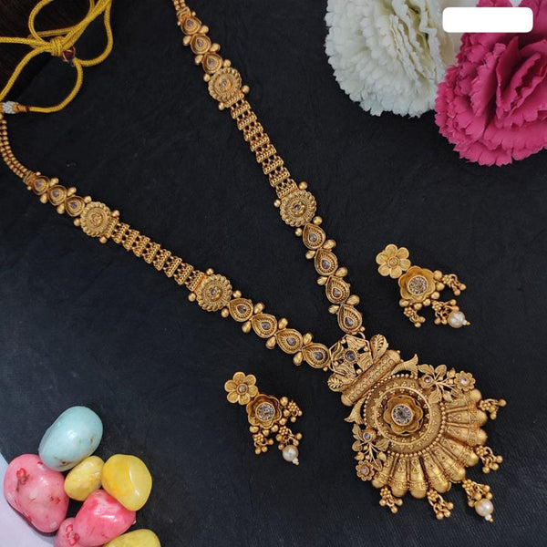 Heera Jewellers Gold Plated Crystal Stone Long Necklace Set