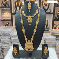 Heera Jewellers Gold Plated Crystal Stone Double Necklace Set