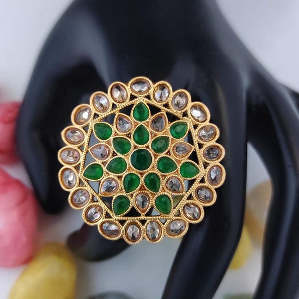 Heera Jewellers Gold Plated Crystal Stone Adjustable Ring