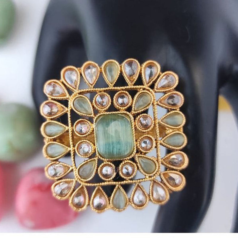 Heera Jewellers Gold Plated Crystal Stone Adjustable Ring