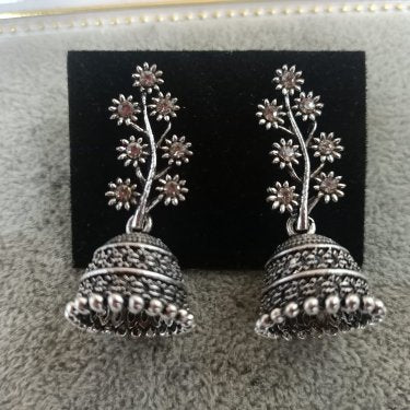 Tahura Oxidised Plated Jhumki Earrings